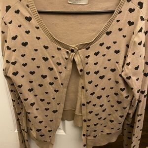 Zara Tan and Black Heart Cardigan